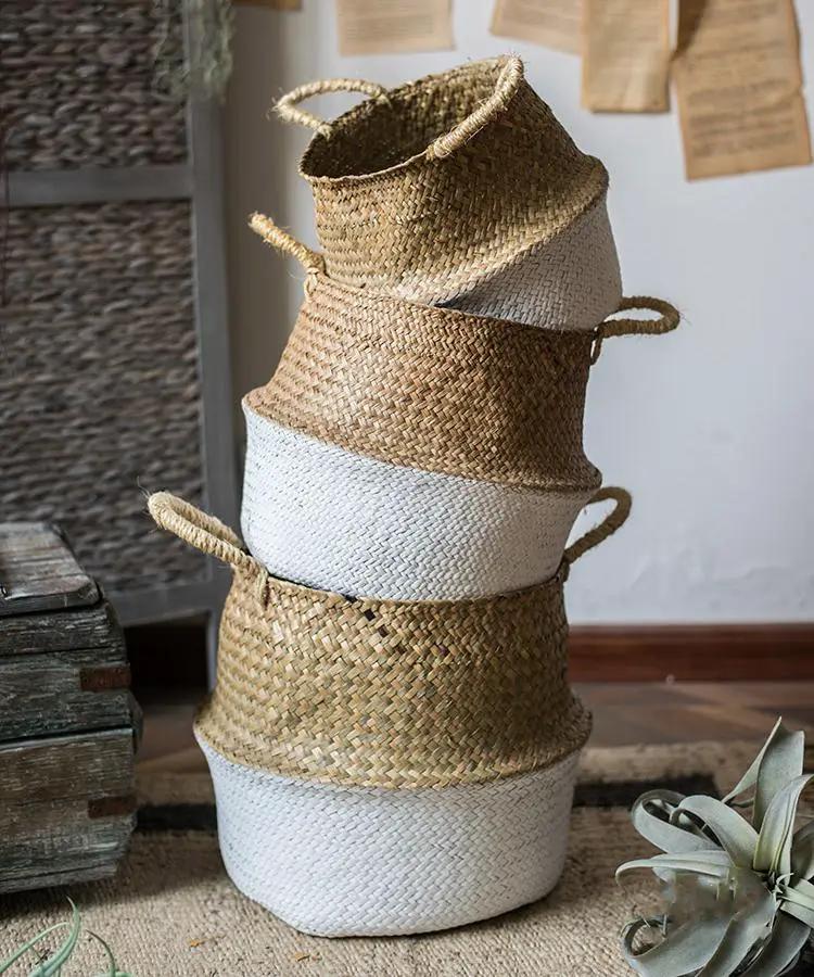Straw Basket Pop Up Belly Basket by RusticReach