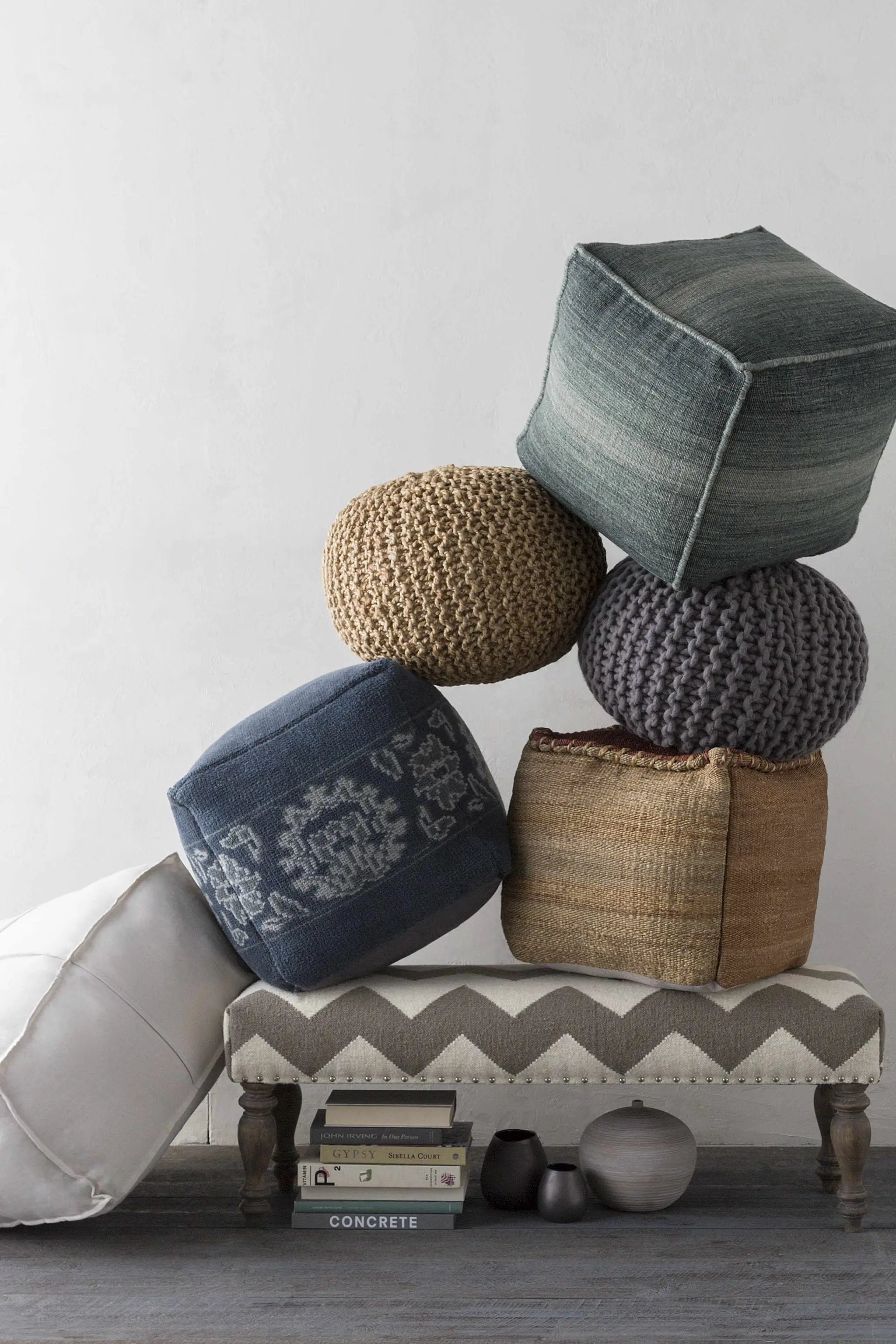 Merrittstown Cotton Knitted Pouf by Boutique Rugs