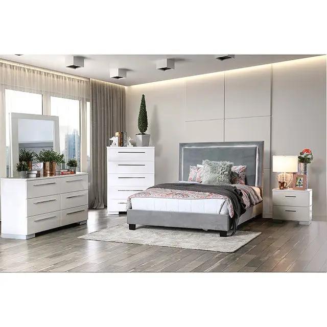 Erglow - E.King Bed, Gray by Unique Piece Furniture