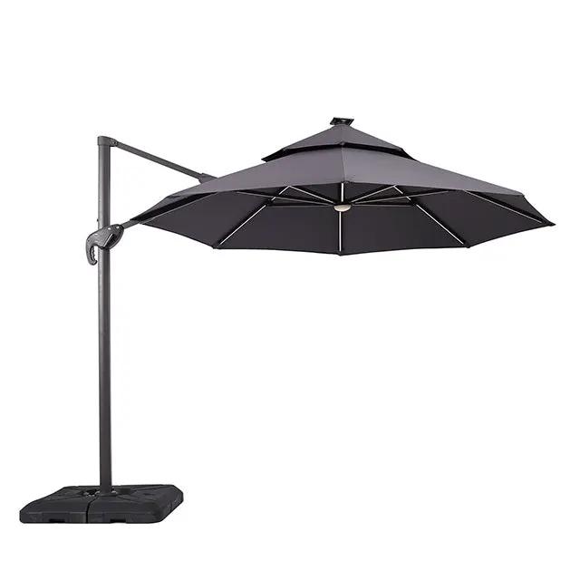 Nuti - 10 Ft Round Umbrella w/ LED Light + 37" Large Base by Unique Piece Furniture