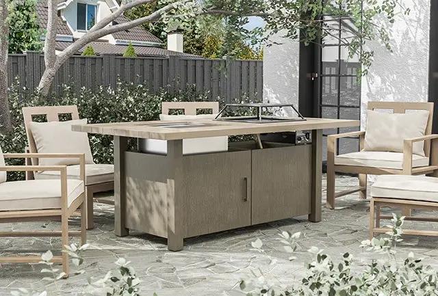 Bordeaux - Dining Table w/ Fire Pit & Cooler by Unique Piece Furniture