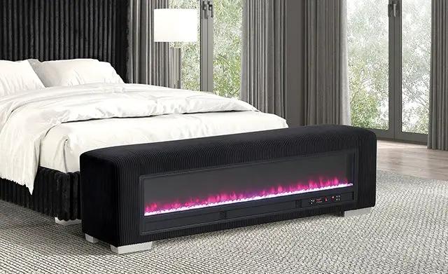 Elnath - Bench w/ Visual Crystal Fireplace by Unique Piece Furniture