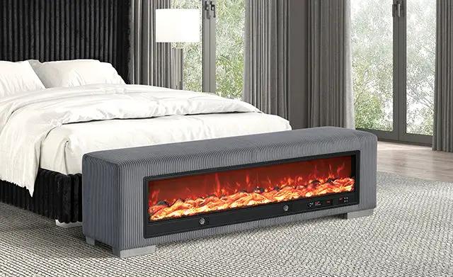 Elnath - Bench w/ Visual Wood Log Fireplace by Unique Piece Furniture