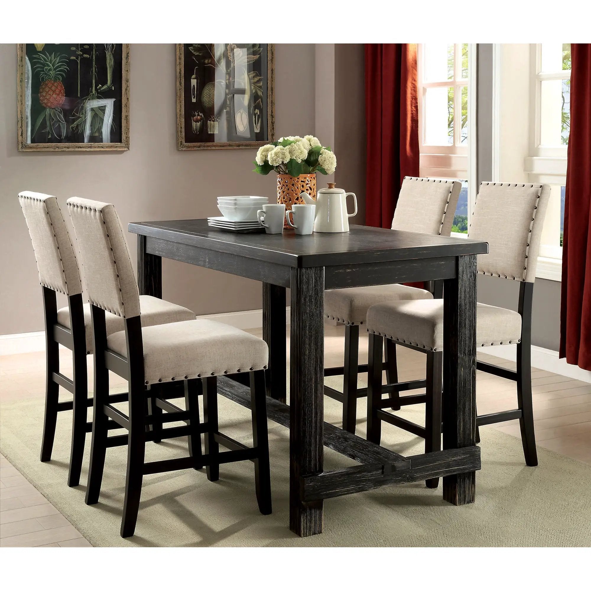 Sania - 5 Pc Counter Ht Table Set by Unique Piece Furniture