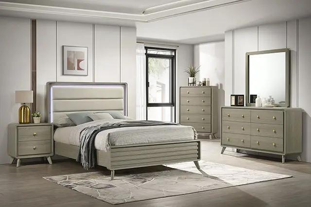 Rainier - 5 Pc Queen Bedroom Set (Upholstered HB) by Unique Piece Furniture