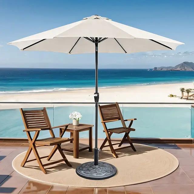 Soli - 9' Outdoor Umbrella w/ Auto Tilt + 21" Round Base by Unique Piece Furniture