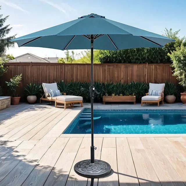 Tano - 9' Outdoor Umbrella + 21" Round Base by Unique Piece Furniture