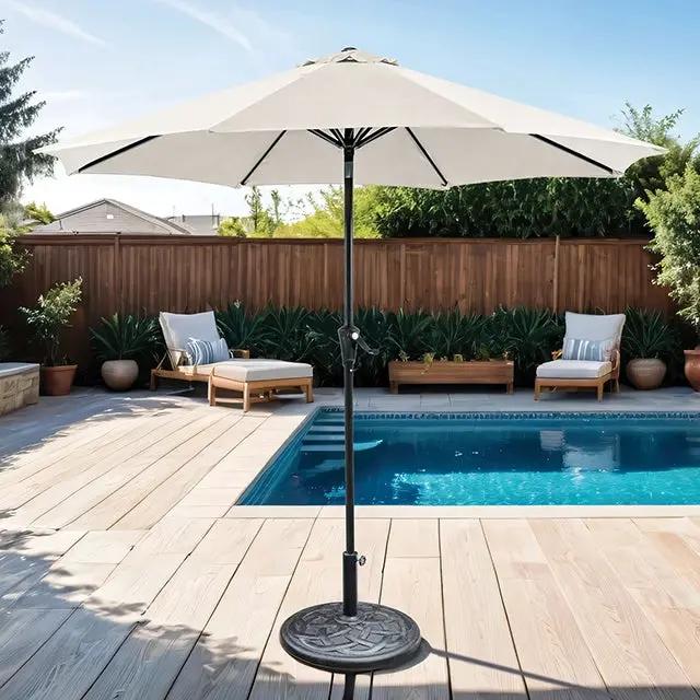 Tano - 9' Outdoor Umbrella + 21" Round Base by Unique Piece Furniture