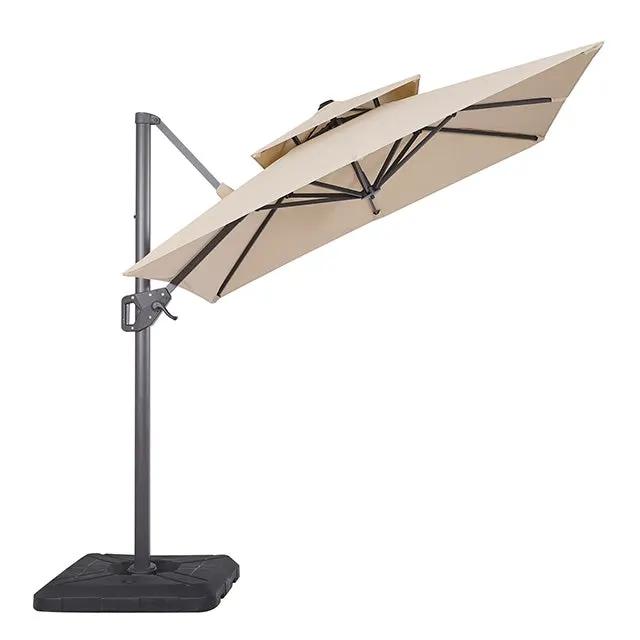 Fida - 8 Ft Square Umbrella w/ Double Top + 37" Large Base by Unique Piece Furniture