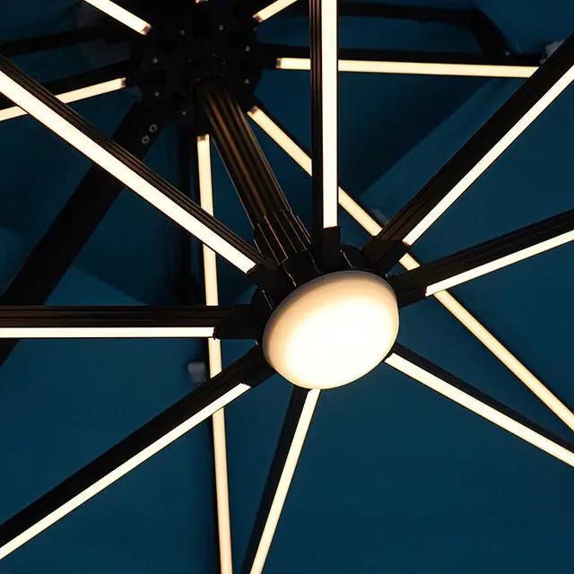 Aurora - 10 Ft Square Umbrella w/ Double Top w/ LED + 37" Large Base by Unique Piece Furniture