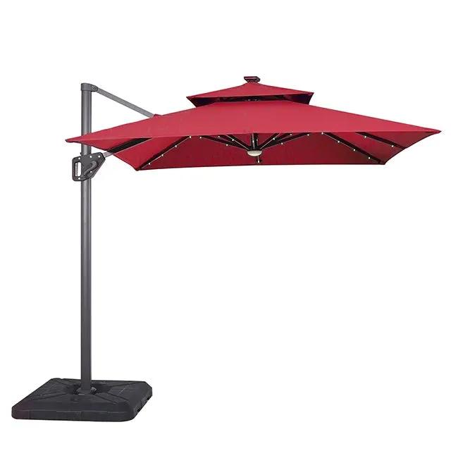 Xico - 8 Ft Square Umbrella w/ Double Top w/ LED Light + 37" Large Base by Unique Piece Furniture
