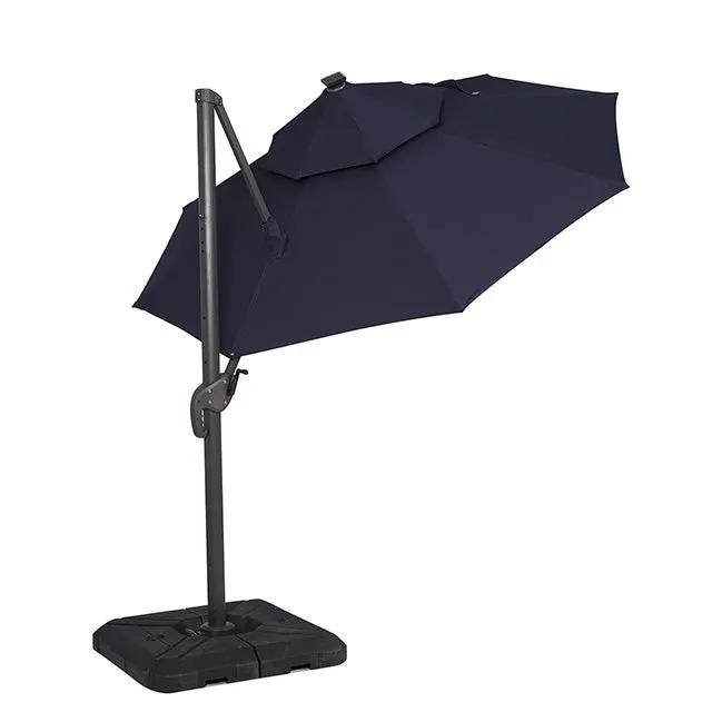 Nuti - 10 Ft Round Umbrella w/ LED Light + 37" Large Base by Unique Piece Furniture