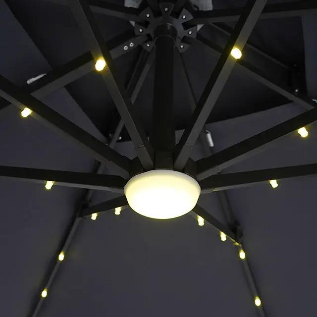 Xico - 8 Ft Square Umbrella w/ Double Top w/ LED Light + 37" Large Base by Unique Piece Furniture