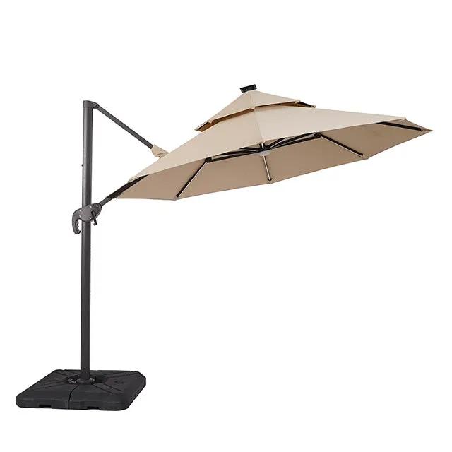 Fera - 10 Ft Round Umbrella w/ LED Bulb + 37" Large Base by Unique Piece Furniture