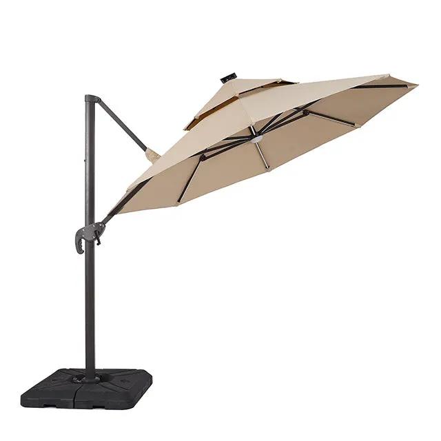 Fera - 10 Ft Round Umbrella w/ LED Bulb + 37" Large Base by Unique Piece Furniture