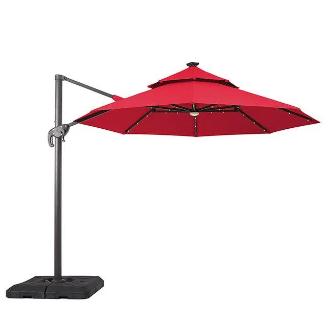 Nuti - 10 Ft Round Umbrella w/ LED Light + 37" Large Base by Unique Piece Furniture
