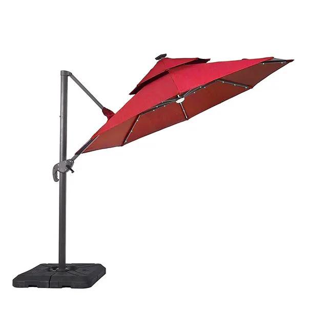 Nuti - 10 Ft Round Umbrella w/ LED Light + 37" Large Base by Unique Piece Furniture