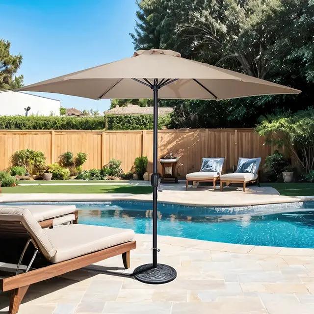 Lali - 9 Ft Outdoor Umbrella + 21" Round Base by Unique Piece Furniture
