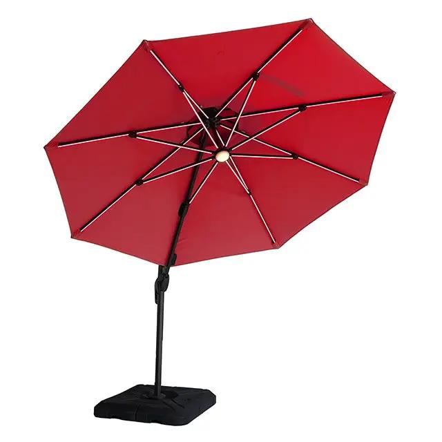 Xico - 8 Ft Square Umbrella w/ Double Top w/ LED Light + 37" Large Base by Unique Piece Furniture