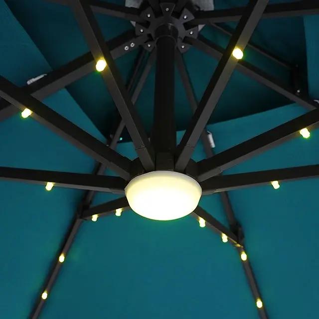 Xico - 8 Ft Square Umbrella w/ Double Top w/ LED Light + 37" Large Base by Unique Piece Furniture