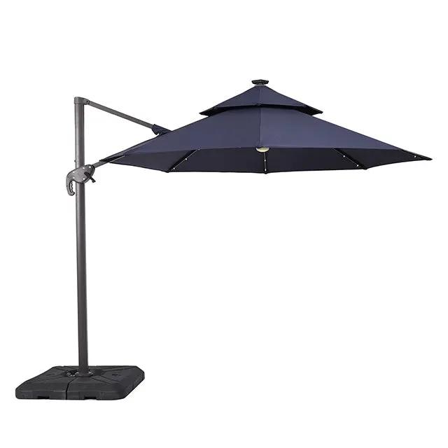 Nuti - 10 Ft Round Umbrella w/ LED Light + 37" Large Base by Unique Piece Furniture