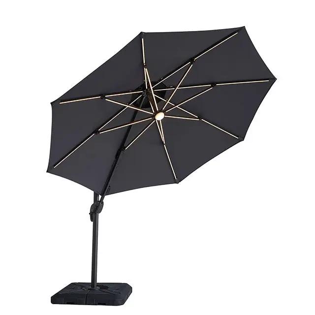 Nuti - 10 Ft Round Umbrella w/ LED Light + 37" Large Base by Unique Piece Furniture