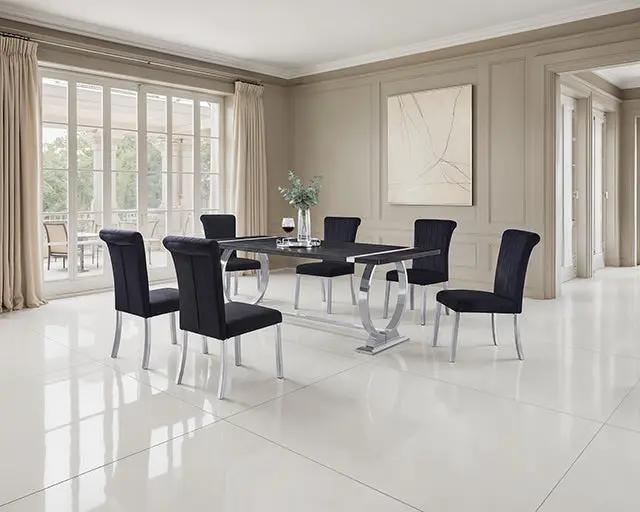 Horley - 80" Dining Table, Silver Frame by Unique Piece Furniture