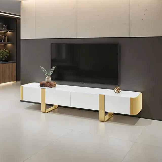Larvik - TV Stand White w/ Gold Frame by Unique Piece Furniture