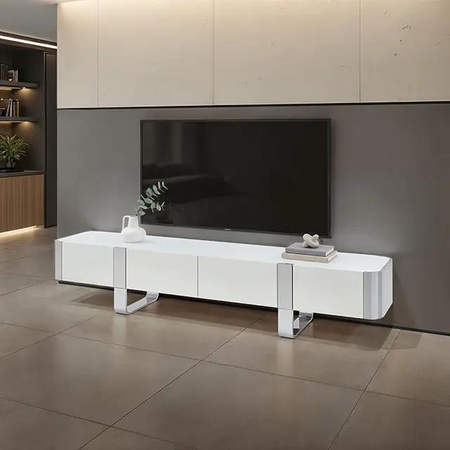 Larvik - TV Stand White w/ Silver Frame by Unique Piece Furniture