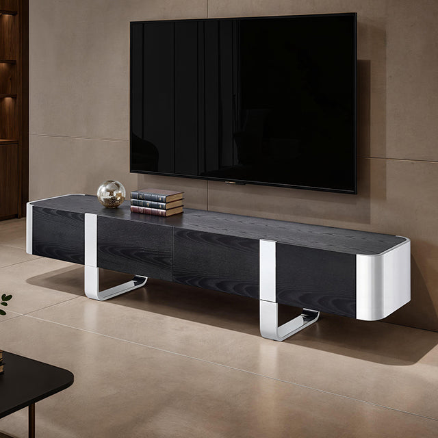 Leknes - TV Stand Black w/ Silver Frame by Unique Piece Furniture