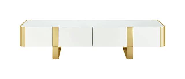 Larvik - TV Stand White w/ Gold Frame by Unique Piece Furniture