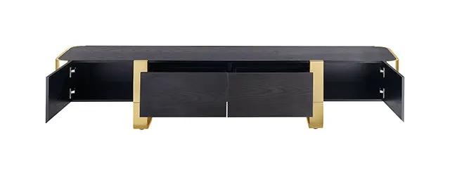 Leknes - TV Stand Black w/ Gold Frame by Unique Piece Furniture