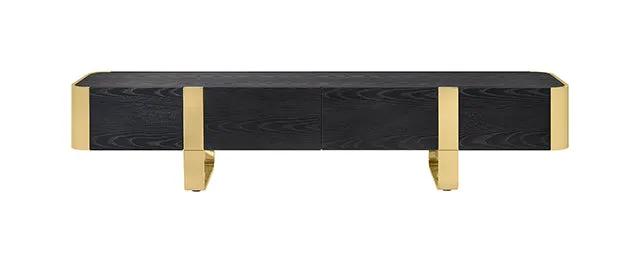 Leknes - TV Stand Black w/ Gold Frame by Unique Piece Furniture