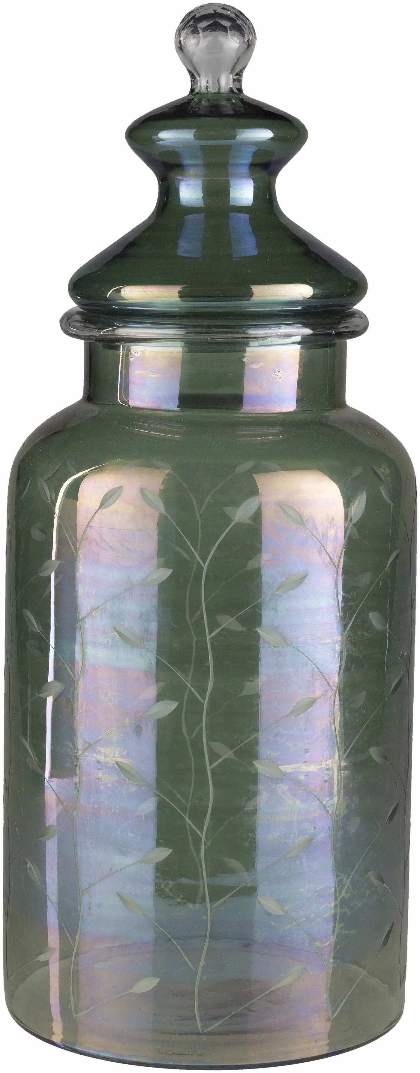 Stewartville Green Etched Glass Jar - Clearance by Boutique Rugs