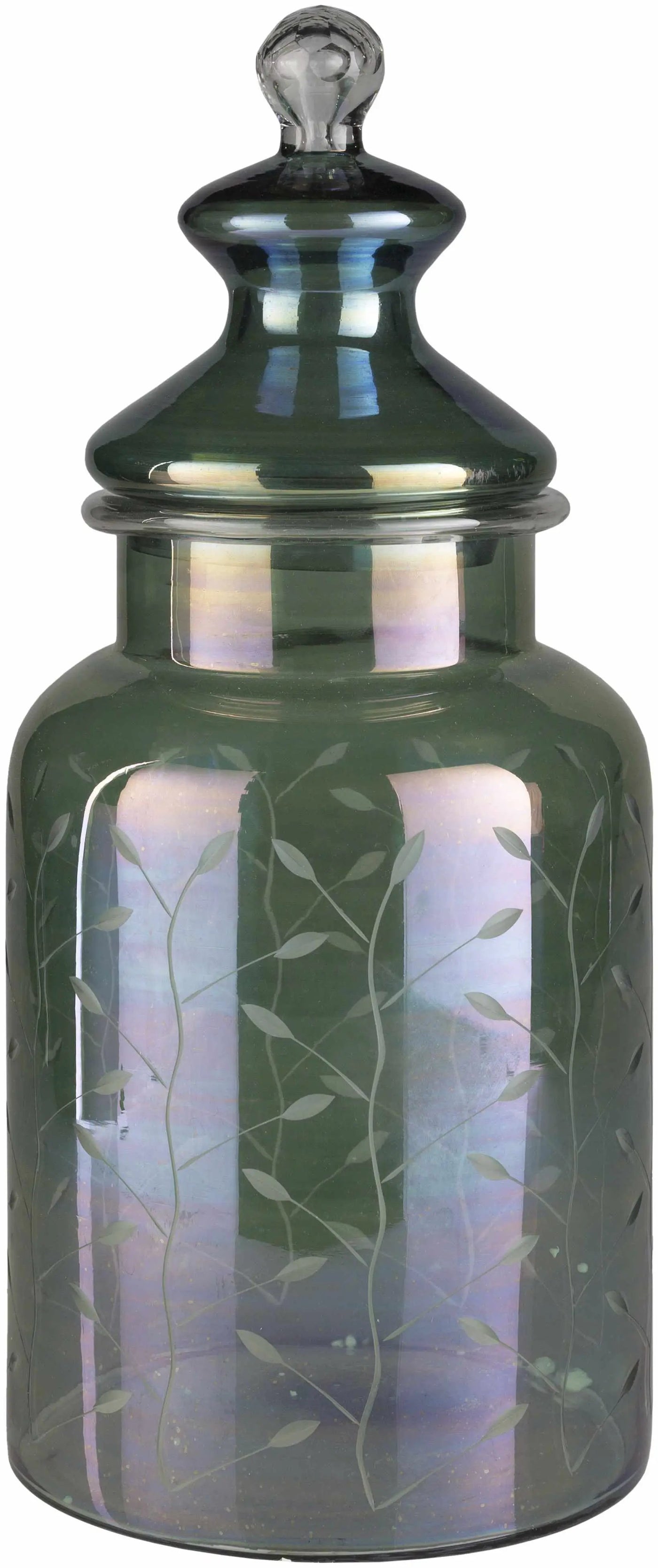 Stewartville Green Etched Glass Jar - Clearance by Boutique Rugs