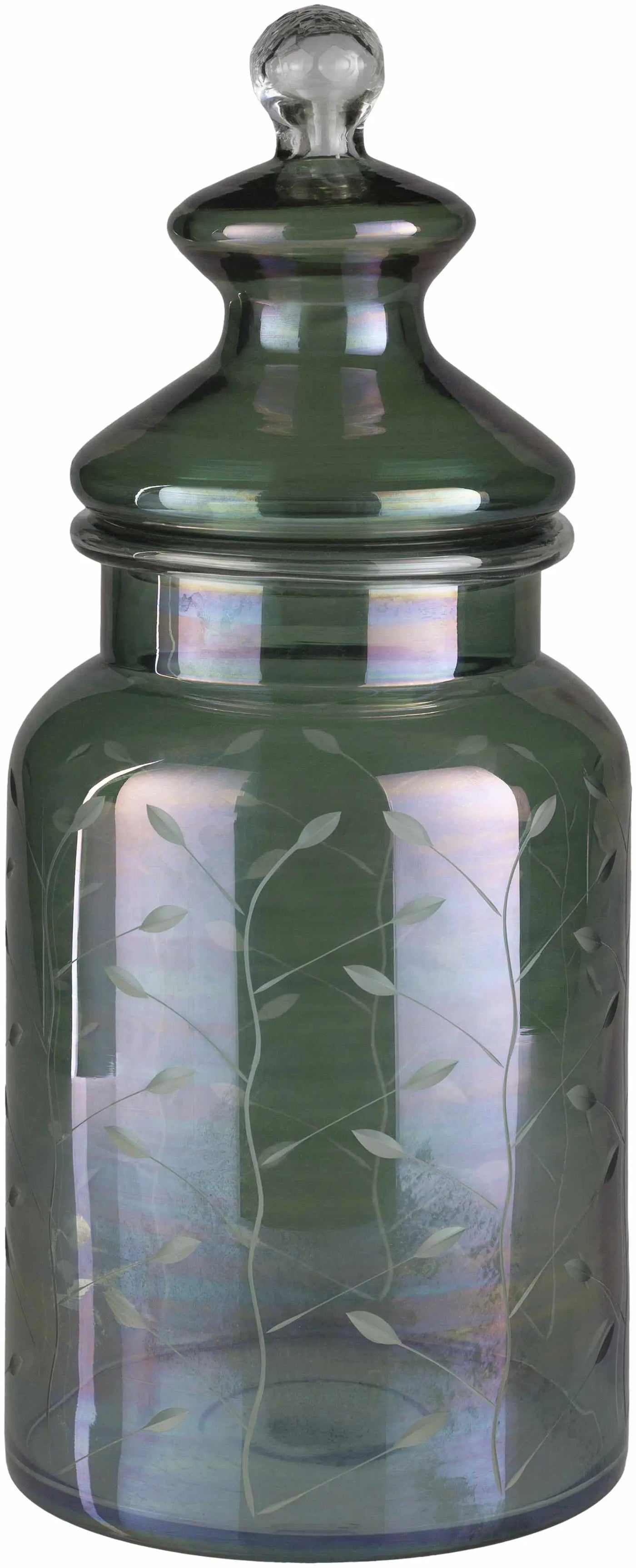 Stewartville Green Etched Glass Jar - Clearance by Boutique Rugs