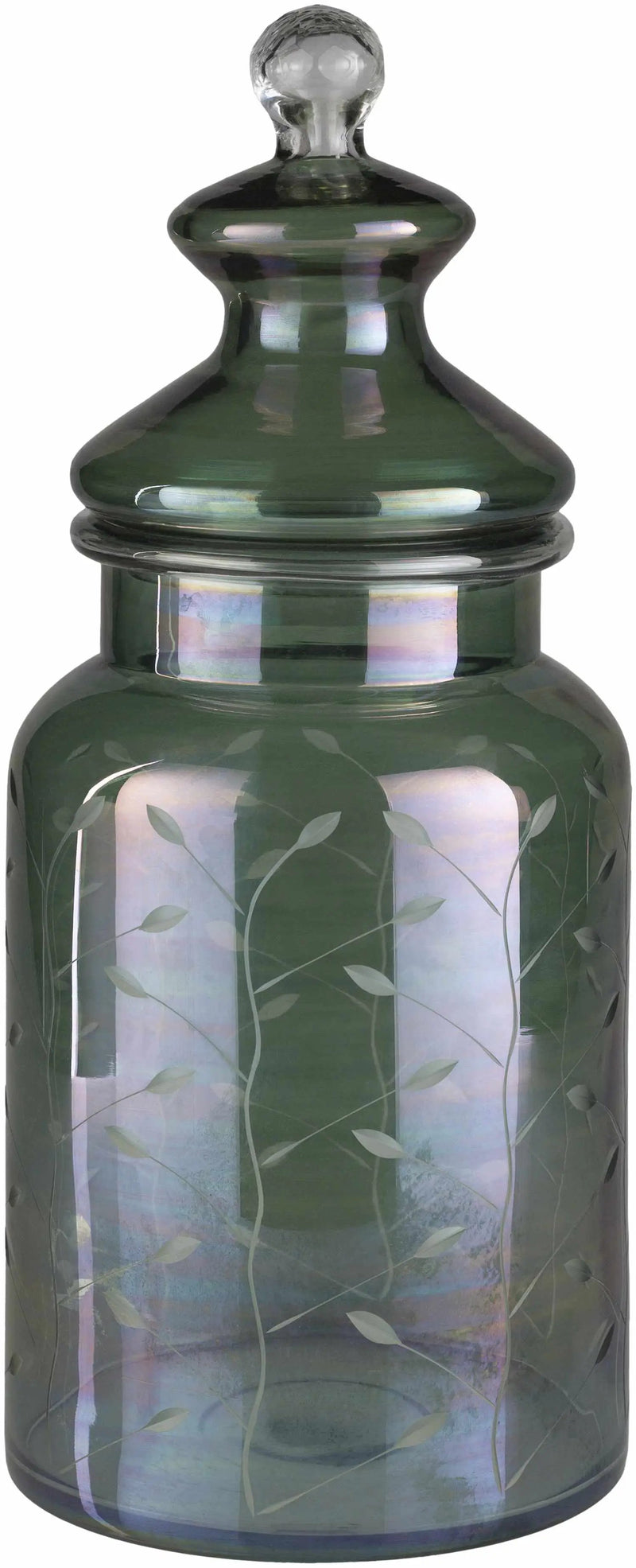 Stewartville Green Etched Glass Jar - Clearance by Boutique Rugs