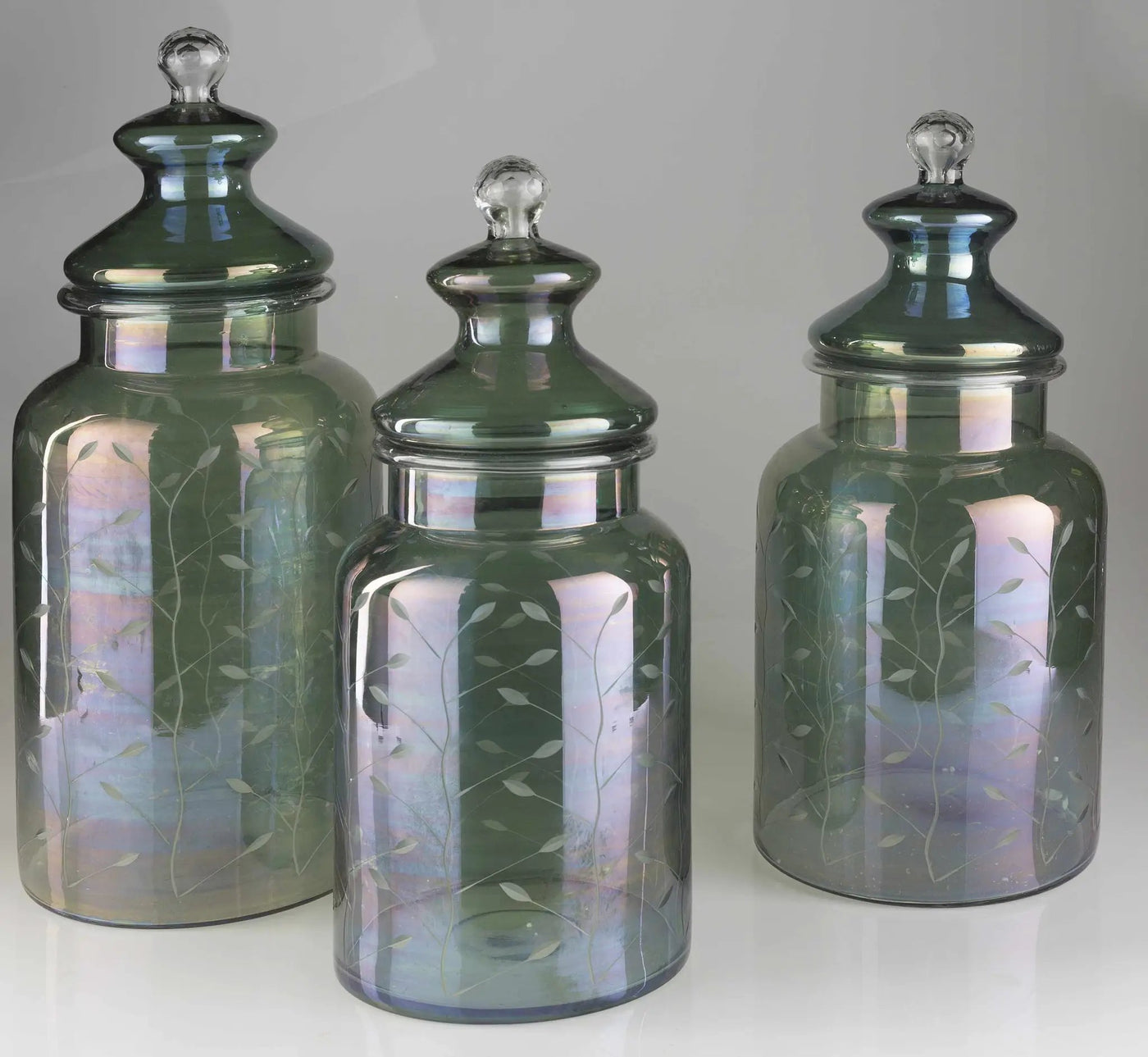 Stewartville Green Etched Glass Jar - Clearance by Boutique Rugs