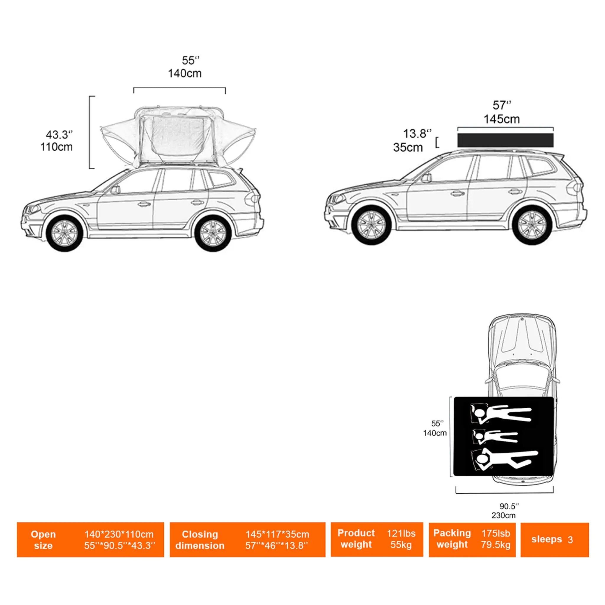 Naturnest Andromeda Green Soft-Shell Rooftop Tent With Large Panoramic Skylight & YKK Doors (SAK50612) by SAKSBY WHOLESALE