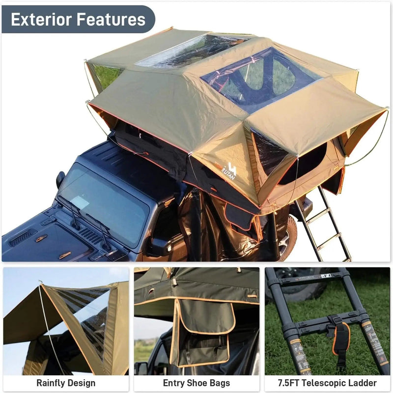 Naturnest Andromeda Green Soft-Shell Rooftop Tent With Large Panoramic Skylight & YKK Doors (SAK50612) by SAKSBY WHOLESALE