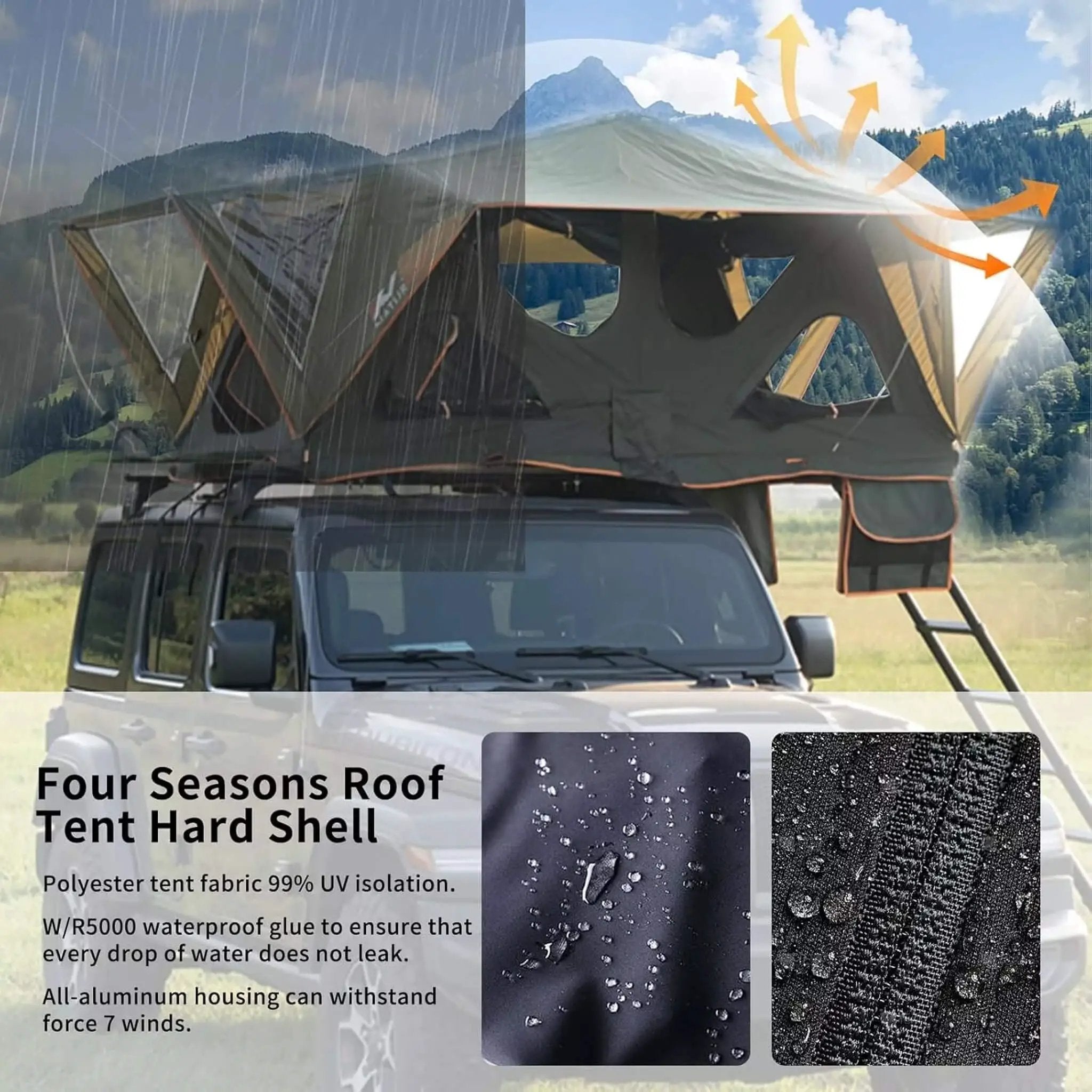 Naturnest Andromeda Green Soft-Shell Rooftop Tent With Large Panoramic Skylight & YKK Doors (SAK50612) by SAKSBY WHOLESALE