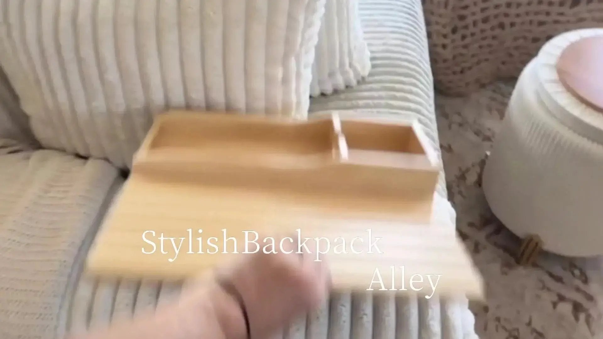 Stylish Bamboo Sofa Armrest Tray with Cup Holder - Anti-Fall Design, Foldable Storage Table for Snacks, Phones, Beverages & Cups, Contemporary Home Accessory, Beverage Tray | Modern Bamboo Tray | Foldable Tray by House Of Avana