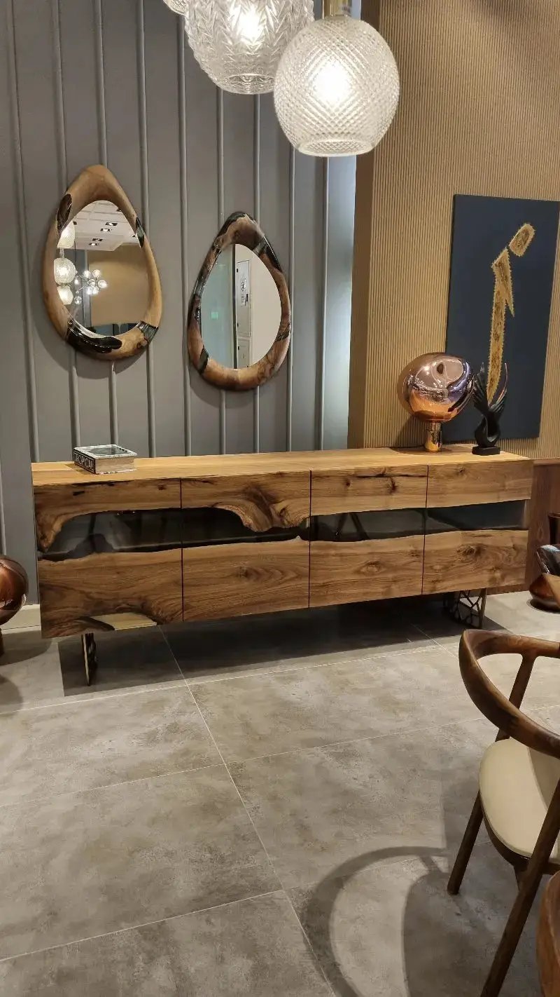 Epoxy-Resin and Walnut, Unique Mirrors by Gizz