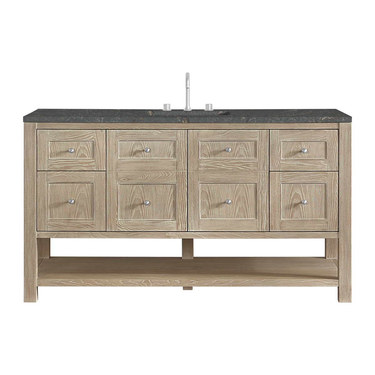 James Martin Breckenridge 60" Single Bathroom Vanity, Whitewashed Oak with Parisien Bleu (FreePower) countertop
