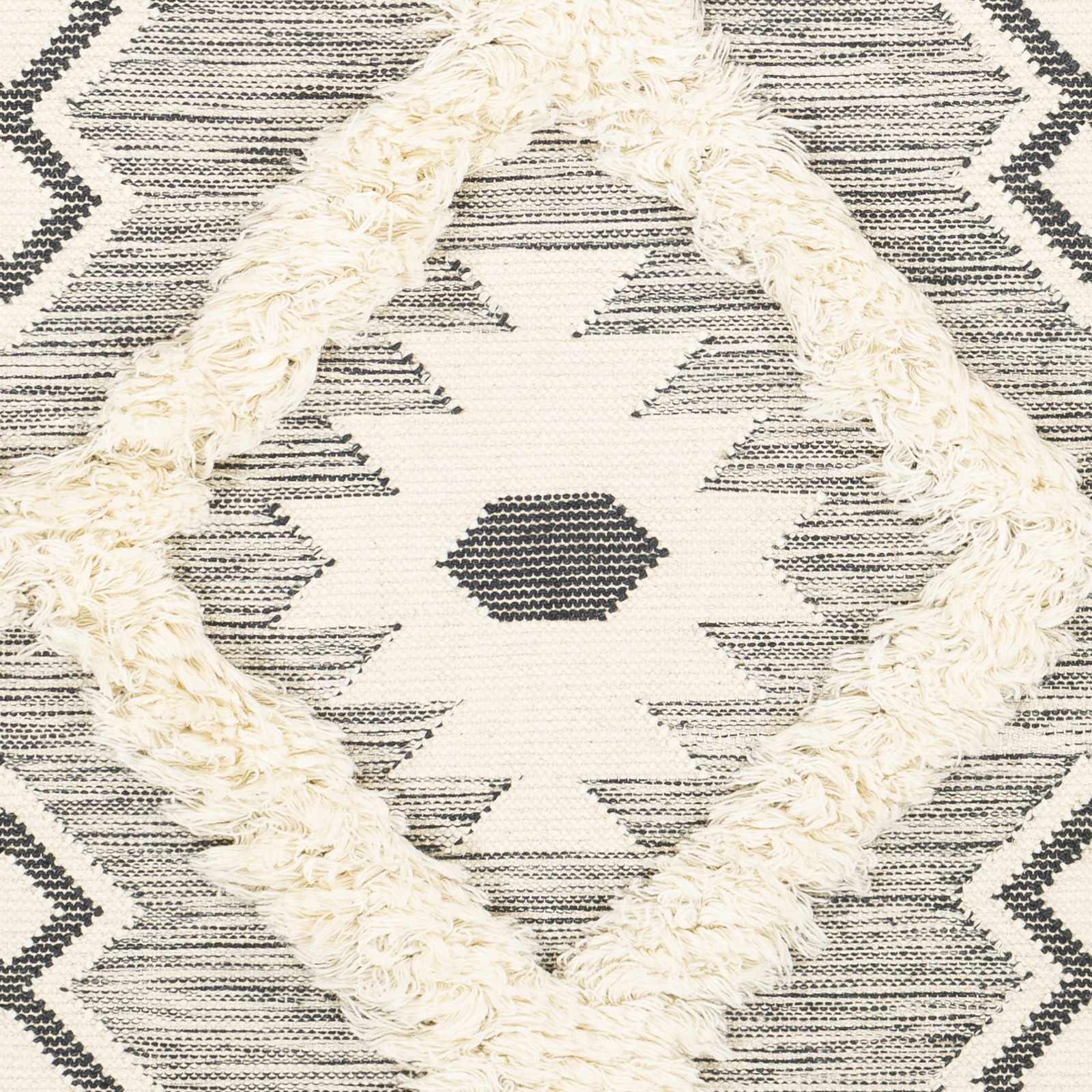 Sultan Charcoal/Beige Tribal Tassel Wool Rug - Clearance by Boutique Rugs