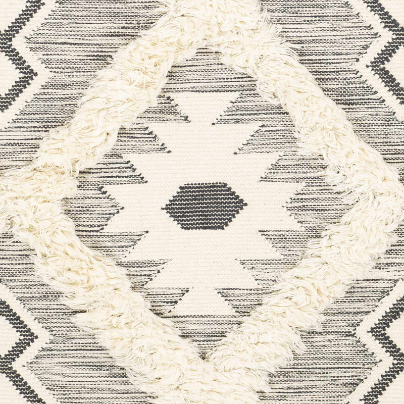 Sultan Charcoal/Beige Tribal Tassel Wool Rug - Clearance by Boutique Rugs