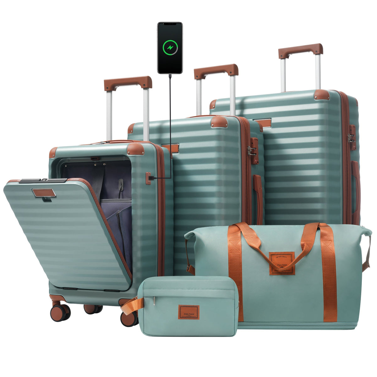 Deluxe 5-Piece Hard-Side Luggage Set with USB and TSA Locks - Multiple Colors, photo 26 of 30