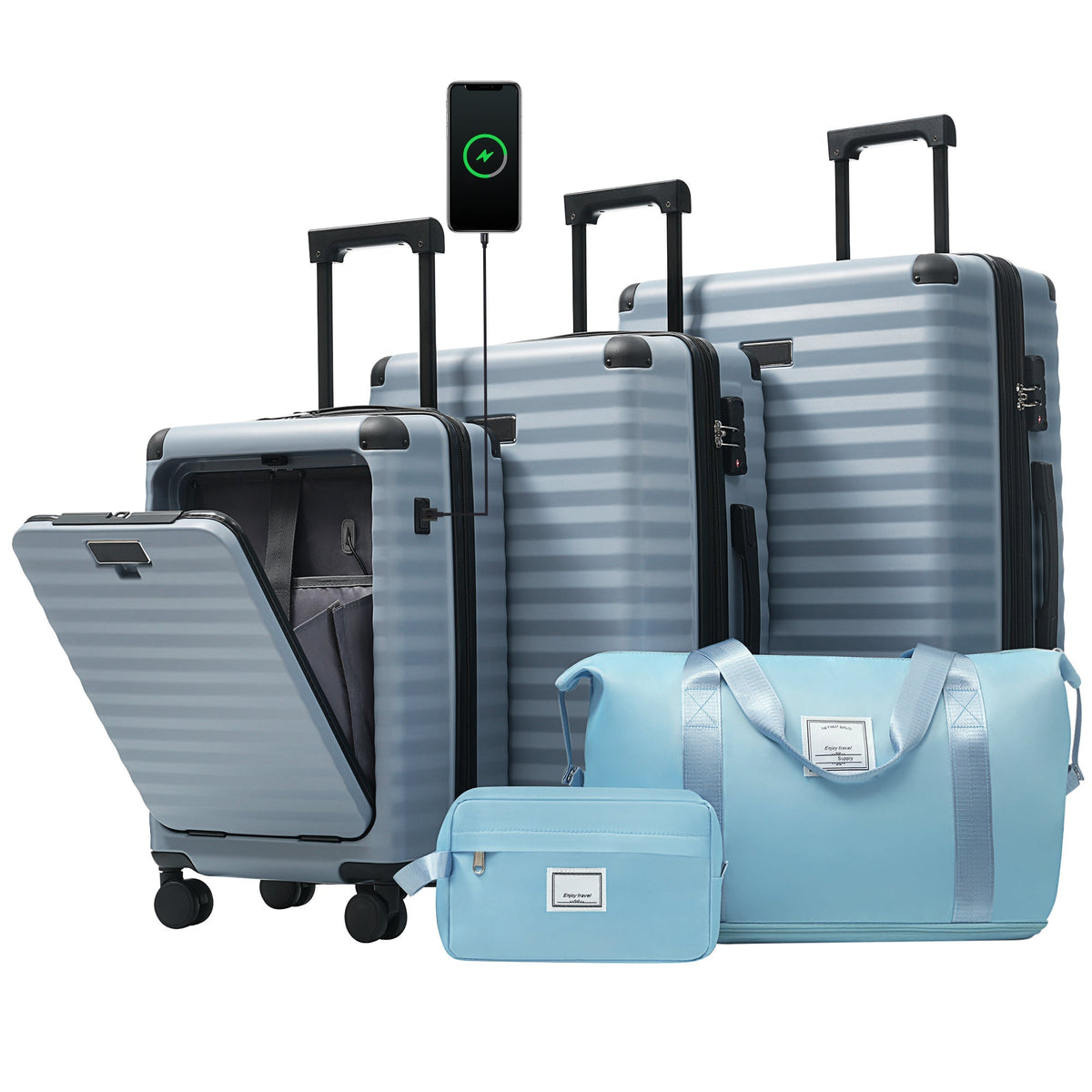 Deluxe 5-Piece Hard-Side Luggage Set with USB and TSA Locks - Multiple Colors, photo 25 of 30