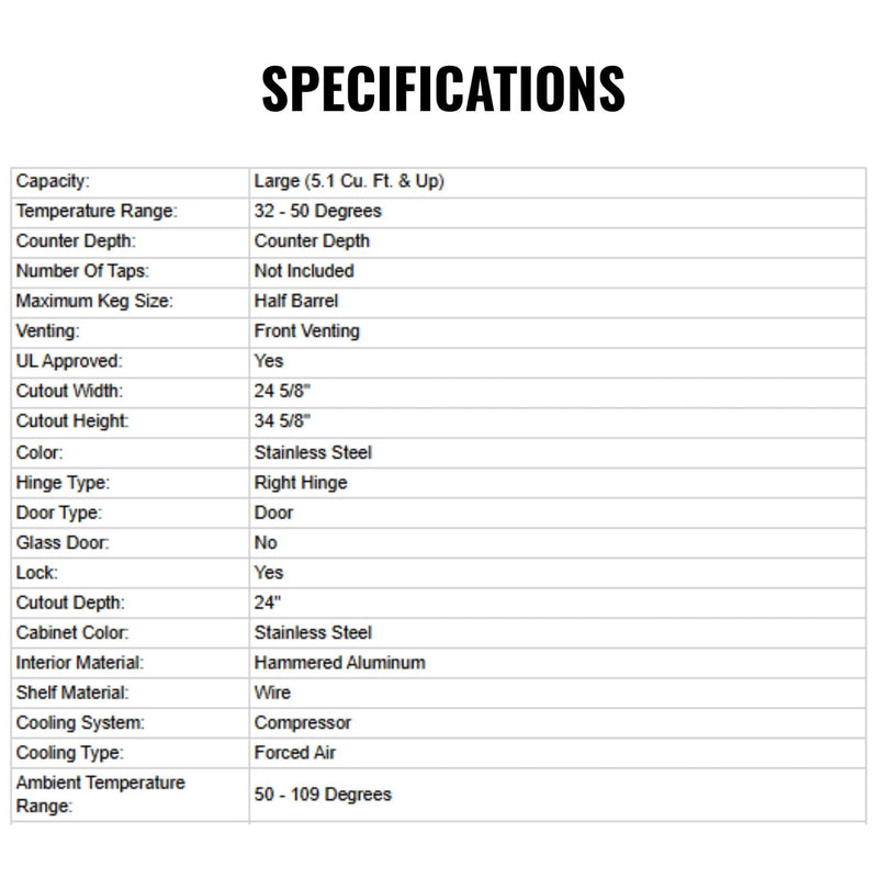 Summerset 6.6C Deluxe Outdoor Rated Kegerator With No Tap [RFR-24DK] (SAK84722) by SAKSBY WHOLESALE