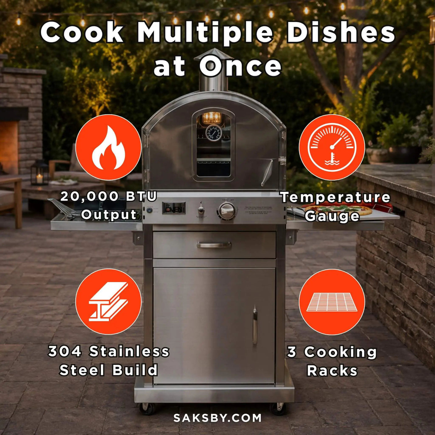 Summerset 60-Inch Outdoor Freestanding Gas Pizza Oven [SS-OVFS-LP/NG] (SAK17543) by SAKSBY WHOLESALE